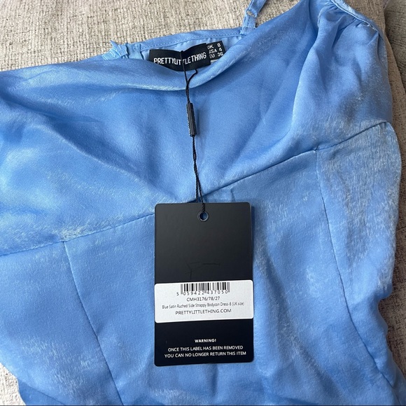 PrettyLittleThing baby blue cowl neck mini dress - Picture 2 of 4